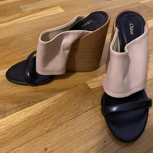 Chloe open toe wedge sandal mule